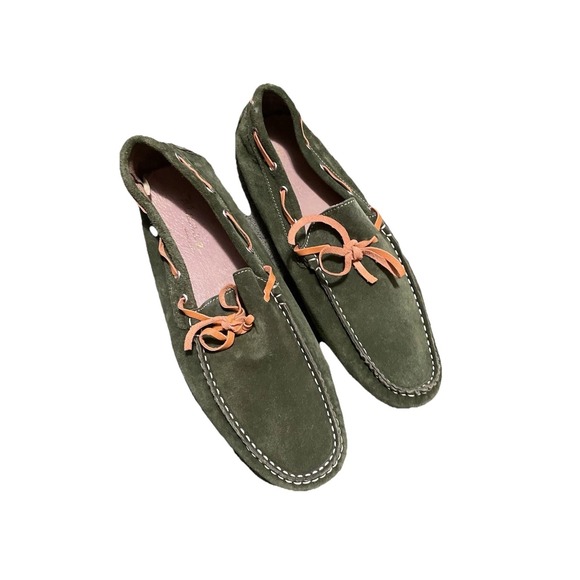 Manza Italian Driving Shoes Monza Loafer Size 11 Green Suede Leather Comfy Soft main image 8